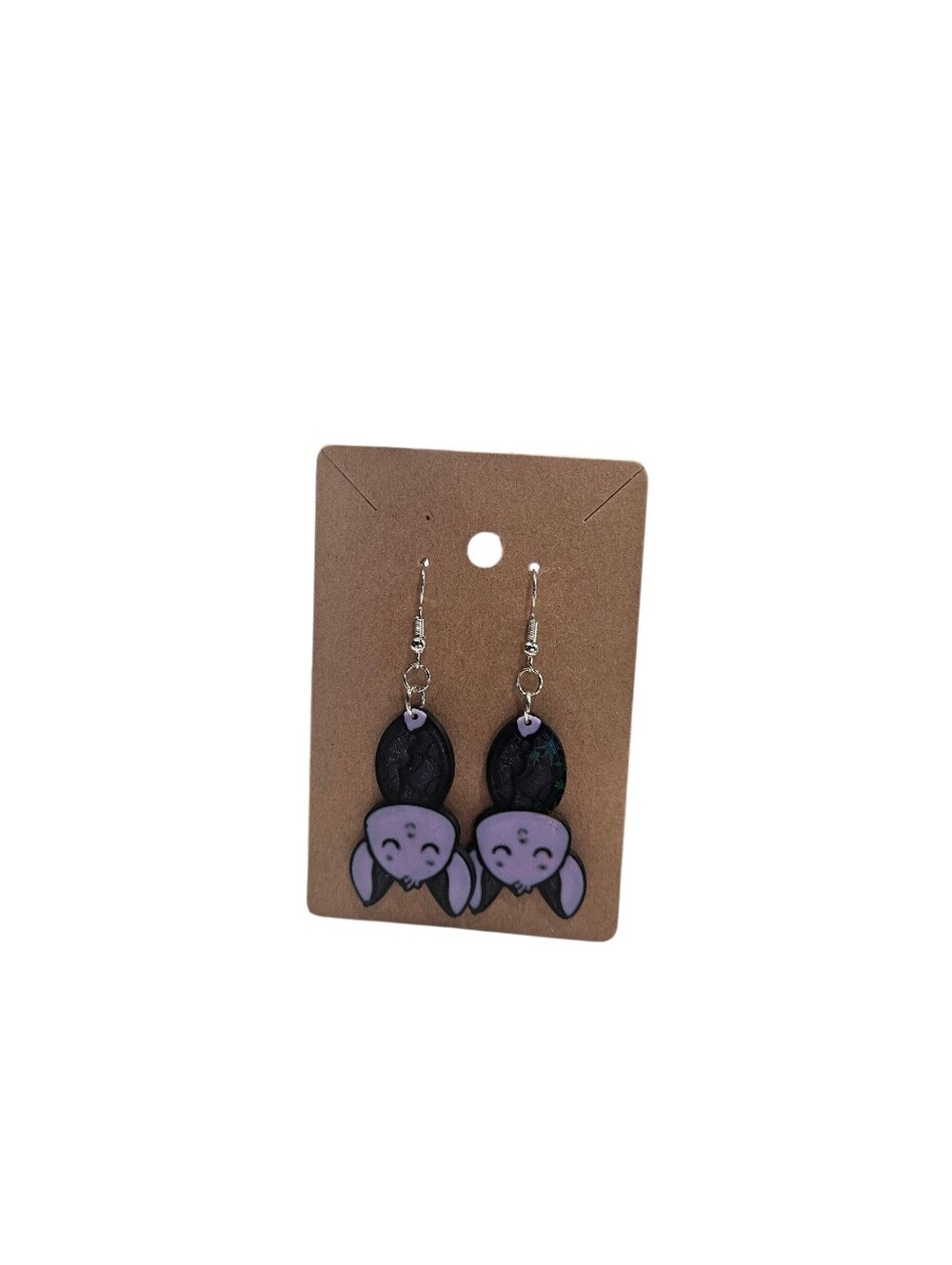 Purple Bat Dangle Earrings - Picture 1 of 3